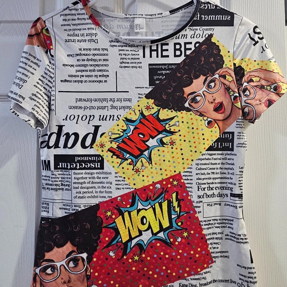 Women's Newsprint Silk Top